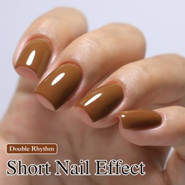 Double Rhythm 15ML Gel Polish Jelly Sheer Pastel Light Milky Color 1 PC 0.53 OZ Bottle UV Nail Polish Art Salon at Home for Women (Brown-B-A1444)