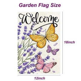 Spring Garden Flag Welcome Flags for Outside Butterfly Garden Flags 12x18 Double Sided Floral Butterfly Burlap Garden Flag Decorative Flags for Outside