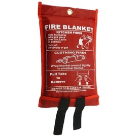 Fire Blanket Large - Quick Unfolding & Easy to Use with Loops 1m x 1m IDEAL FOR KITCHEN OFFICE HOME GARAGE CARAVAN Easy to Use