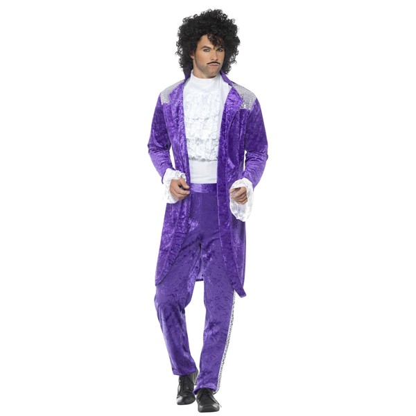 Smiffys 80s Purple Musician Costume, Purple, L - Size 42-44