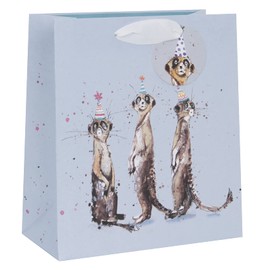Glick Luxury Medium Meerkats Gift Bag, for Birthdays and Other Celebrations, 200x225x100mm, Multi-Colour