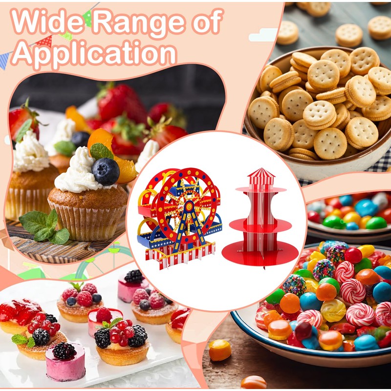 4 PCS 3 Tier Ferris Wheel Cupcake Holder and Carnival