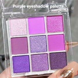 Pearlescent Purple Eyeshadow Palette - 9 Shades, Matte & Shimmer mix, Waterproof and Long-Lasting Formulation, Intense Color Pigments, Pressed and Mixable Shades, Ideal for Girls and Women