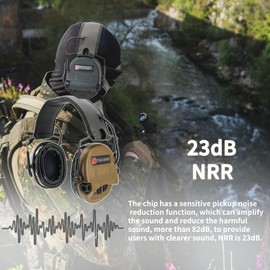 Hearangel Tactical Headset Noise Reduction Hearing Protection Silicone Ear Cups Sound Pickup NRR 23dB for Shooting Gun Range (TAC200, CB)