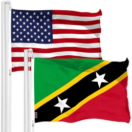 UD_G128 Combo Pack: American USA Flag 3x5 Ft & Saint Kitts and Nevis Flag 3x5 Ft  Both LiteWeave Pro Series Printed 150D Polyest