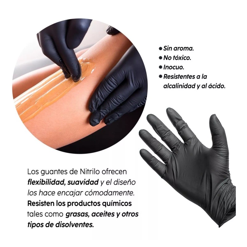 Magic Hands Guantes De Nitrilo 100 Pz Negro No Tóxico