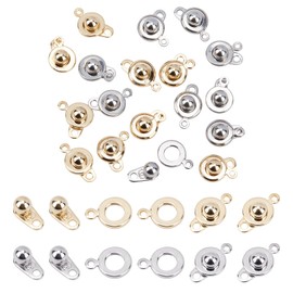 SUNNYCLUE 1 Box 20 Sets 2 Colors 15mm Snap Button Clasp Stainless Steel Snap Clasps Fastener Clasp Socket Snap Clasps Jewelry Clasps for Making Necklaces Bracelets Women DIY Crafts Silver Gold