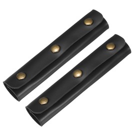 TIXIPEM Leather Handle Wrap [2PCS] - Handbag Handle Wrap Cover with 3 Metal Clasps Use for Suitcases & Bags & Shopping Totes & Wallets - [Black-5IN/13CM] Soft Purse Strap Pad