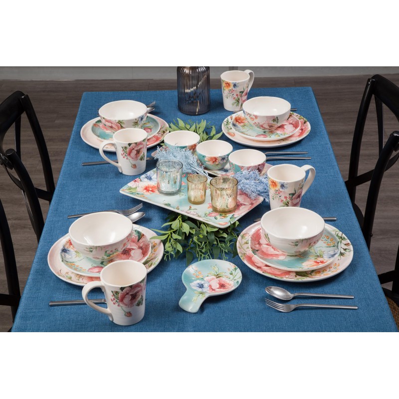 Bico Margret's Garden Ceramic Bowls Set of 4, for Pasta,