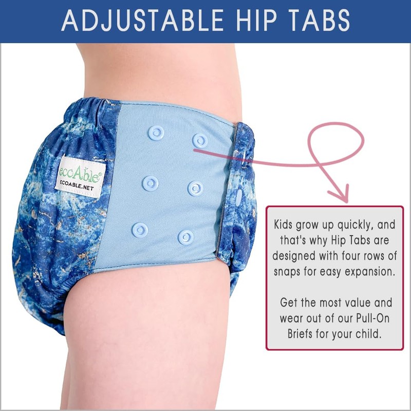 EcoAble Big Kids’ Pull-On Cloth Diaper, Age 6–16 | Reusable
