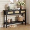 KIGOTY Rattan Console Table with Charging Station, Narrow Long Sofa