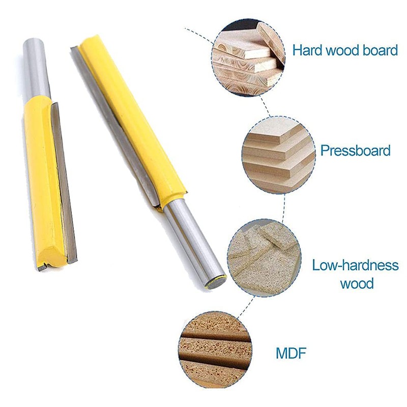 Bestgle 2pcs Straight Router Bit, 8mm Shank Extra Long Two