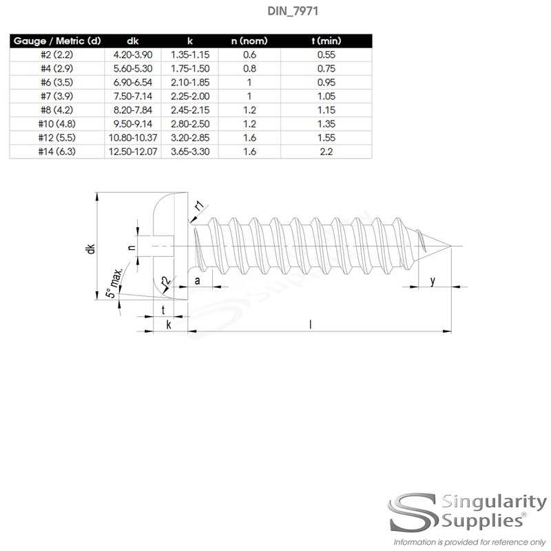 No.8 x 1.25 (4.2mm x 32mm) Slot Pan Self-Tapping Screw