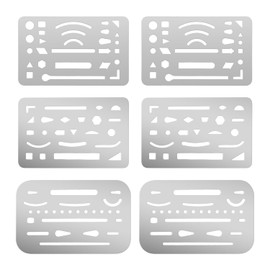 6 Piece Drawing Stencils, Stainless Steel Cutout Stencils, Reusable Stencil Kit, Metal Painting Tools, Mechanical Drawing