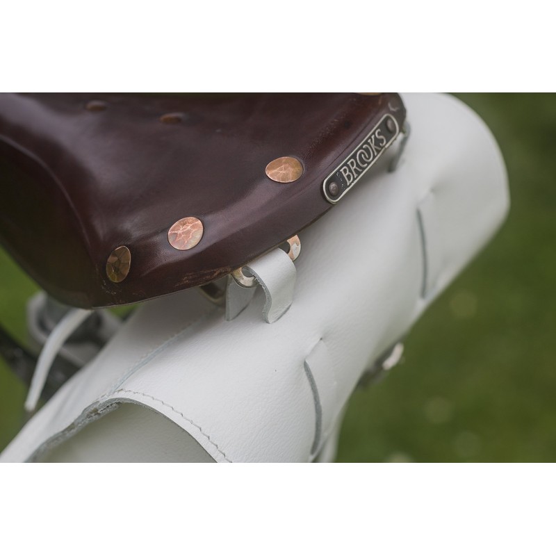London Craftwork Large Leather Bicycle Bag Saddle/Handlebar/Frame Bag in White