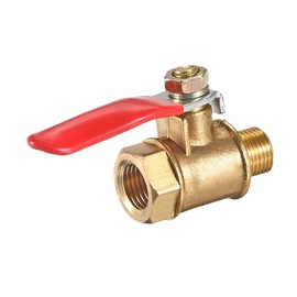 sourcing map Brass Air Ball Valve Shut-Off Switch 1/8 Inch NPT Male Thread to Female Thread Pipe Coupling