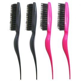 Slick Back Brush, 4 Pcs Comfortable Grip Slick Back Hair Brush, Exquisite Portable Hair Brush, Used To Adjust The Hair Style And Comb The Hair (Black And Rose Red)