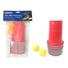 DollarItemDirect Beer Pong Set 18 pcs 3.75 inches D x 4.75 inches Cup. 1.5 inches D Ball, Case of 24