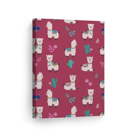 Smile Art Design Cute Alpaca and Cactus Illustration Pink Background Canvas Print Kids Room Decor Wall Art Baby Room Decor Kids Room Decor Nursery Decor Ready to Hang Made in The USA 17x11
