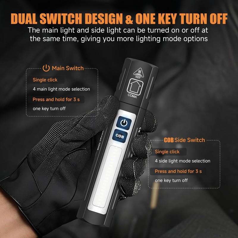 Rechargeable Magnetic Small Flashlights High Lumens - Super Bright Powerful
