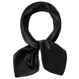 ANDANTINO 100% Pure Mulberry Silk Small Square Scarf -21'' x 21''- Lightweight Neckerchief – Breathable Digital Printed Scarves (Solid Color-Black)