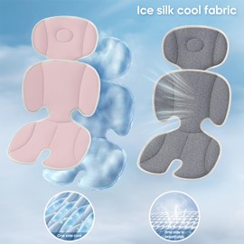 Baby Stroller Cooling Pad Universal Soft Cooler Pad Breathable Adjustable Car Seat Liner Detachable 2-Piece Cooling Cushion Fits Strollers, Car Seat, High Chair, Bassinet, Swing