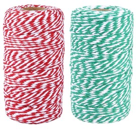 Twine String,656 Feet Christmas Twines Bakers String Rope Craft Making Knitting Tags Twine Butchers Twine Macrame DIY Wedding Decor Supply Gift Wrapping String Rope (Red White+Green White)