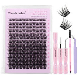 Lash Clusters Kit Natural Eyelashes Individual D-Curl Soft Cluster Lashes k002 10-18mm Mixed Russian DIY Lash Extension Kit with Lash Bond and Seal(FK/KIT-k002-D-Mix1018)