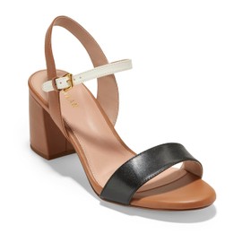 Cole Haan Women's Josie Block Heel Sandal (65MM) Heeled, Pecan/Ivory/Black, 8