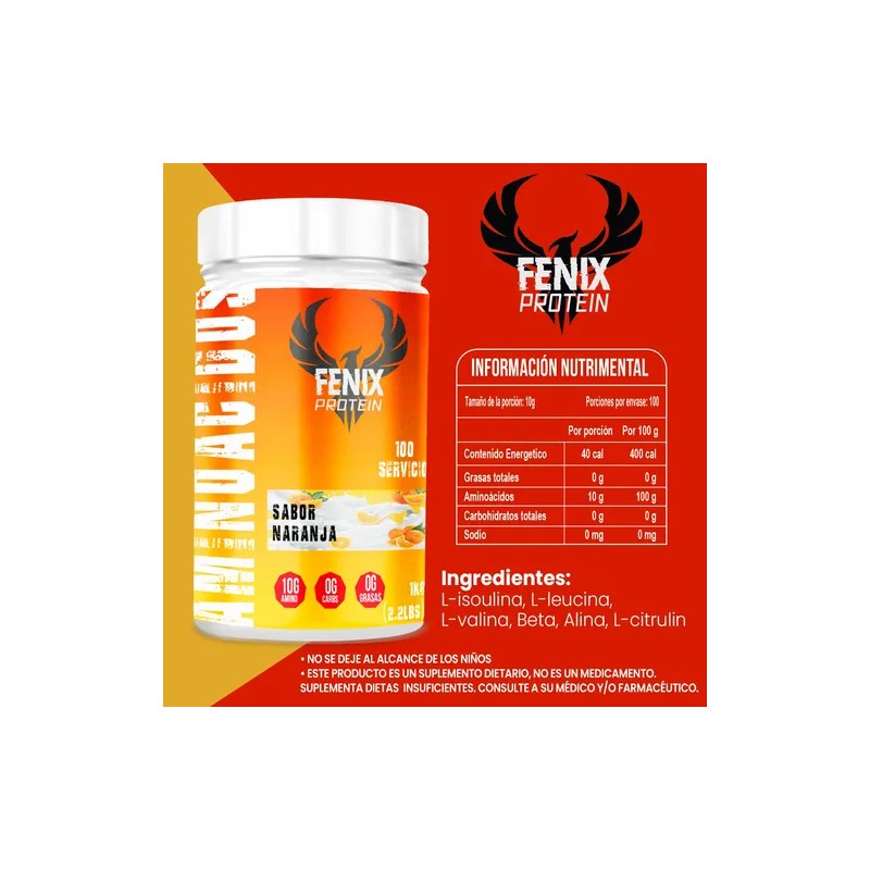 Aminoácidos Fenix Protein 1 Kg Varios Sabores 100 Servicios