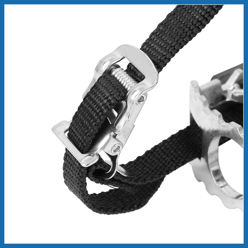 A ABSOPRO Pair Bicycle Pedals with Toe Clip Foot Strap
