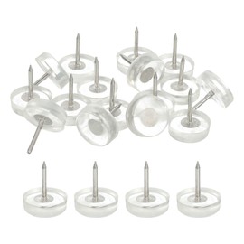 sourcing map Nail on Furniture Sliders, 20Pcs Rubber Chair Glides Nail in Round Chair Leg Pads Flat Bottom Table Feet for Hardwood Floors (Clear, 6x18mm)