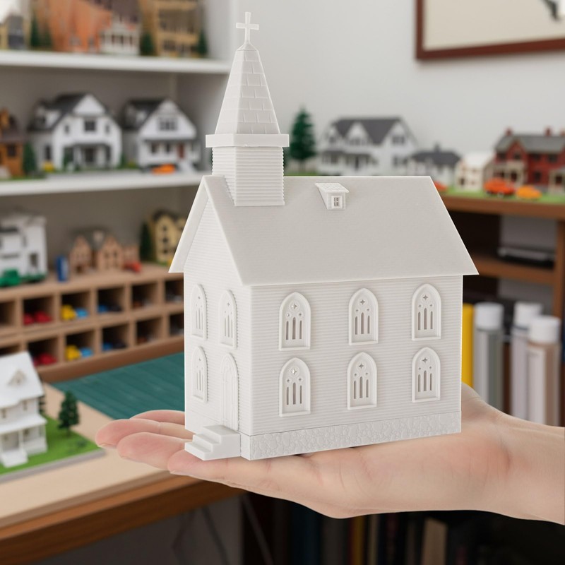 HO Scale Model Blank Church Kit Unassembled House for Model
