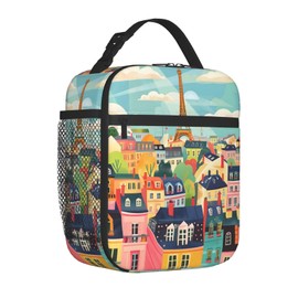 SIUKUS Insulated Lunch Box for Kids Boys Girls, Reusable Lunch Bag for School, Office, Work, Picnic, Travel, Paris Eiffel Tower Lunch Box