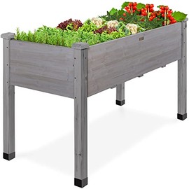 Best Choice Product 48x24x30in Raised Garden Bed, Elevated Wooden Planter for Backyard w/Foot Caps, Bed Liner, 200 lbs Capacity - Gray