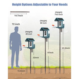 Onlyfly Bird Feeder Pole Stand – 74.5 Inch Height Feeding Station with 1-Inch Dia Heavy Duty for Hanging Feeders, Bird House Pole Mount Kit for Outdoor, Slip-Fit Connection，Copper Brushed