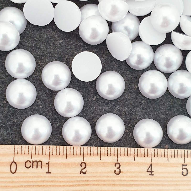 MajorCrafts® 200pcs 9mm White Flat Back Half Round Resin Pearls