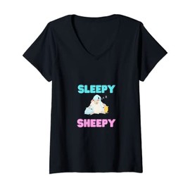 Womens Funny Sleepy Sheepy Pajama Night T-Shirt V-Neck T-Shirt