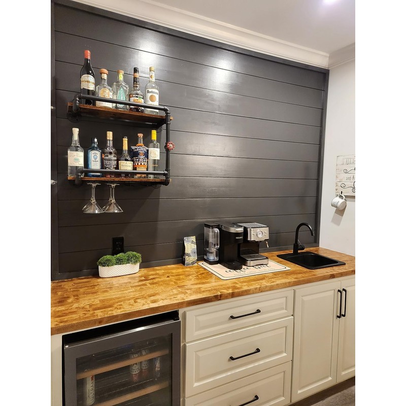 BOTAOYIYI Wine Rack Wall Mounted 2 Tier, Hanging Floating Small