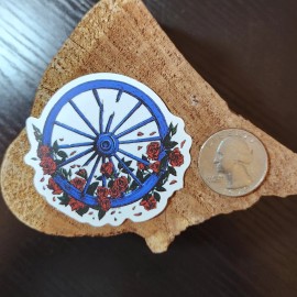 Grateful Dead & Co - Jerry Garcia 🛞🌹 2 ¼” Broken Wheel Roses Vinyl Stickers