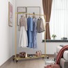 FONECHIN Industrial Gold Clothing Racks on Wheels, Boutique Display Gold