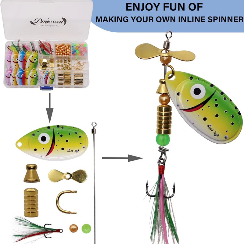 Dovesun Spinner Making Kit Inline Spinner Baits Trout Lures Fishing