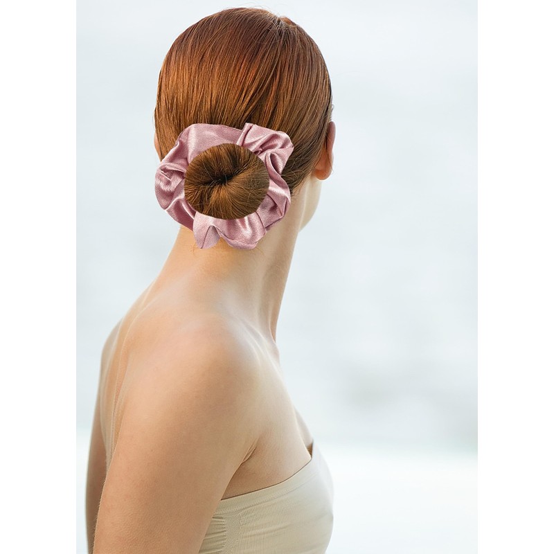 4 Pcs Scrunchies for Women, Pink & Champagne Gold Soft