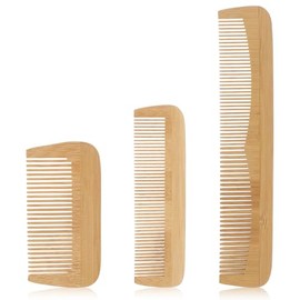 Juego de 3 peines de bambú, peines de madera, peines de dientes finos, peines de madera antiestáticos para mujeres y hombres, peine de madera para cab