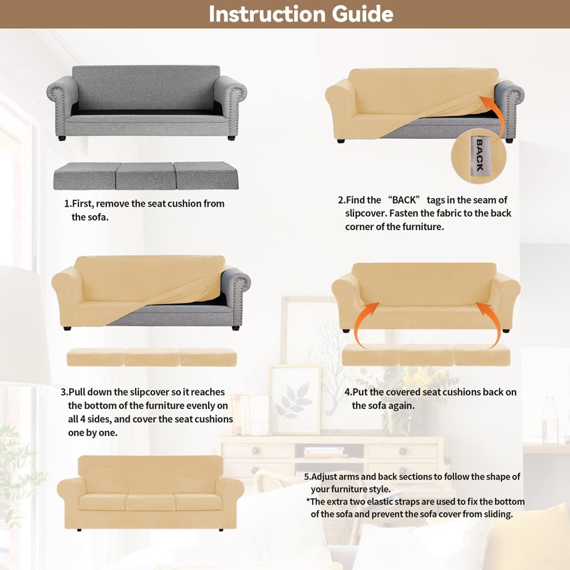 WEERRW 4 Pieces Velvet High Stretch Couch Covers for 3