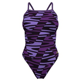 Speedo Women's Disco Boom Flyback Swimsuit (US, Numeric, 38, Regular, Regular, Standard, Purple)