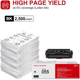 1 Pack 055 3016c001 Black Toner Cartridge: Compatible CRG-055 Replacement for Canon i-SENSYS LBP660 MF740 Series ImageClass LBP660C LBP664Cdw LBP664Cx MF740C MF741Cdw MF743Cdw MF746Cdw Series Printer