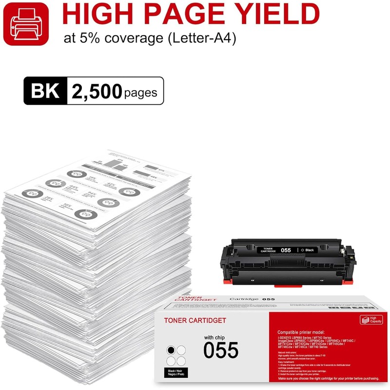 1 Pack 055 3016c001 Black Toner Cartridge: Compatible CRG-055 Replacement