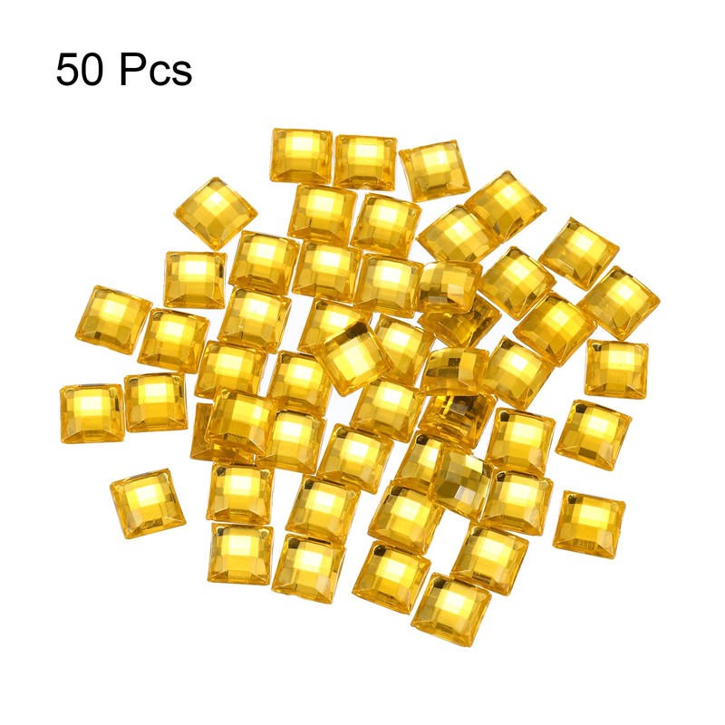 sourcing map 50Pcs 8mm Flat Back Acrylic Square Gems Rhinestone