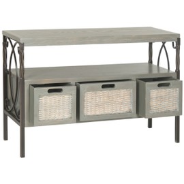 Safavieh American Homes Collection Joshua Antique Dark Walnut and Pewter 3-Drawer Console Table